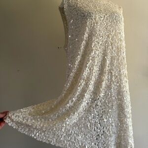 Ivory Sequin Mini Dress - Elegant Party Dress